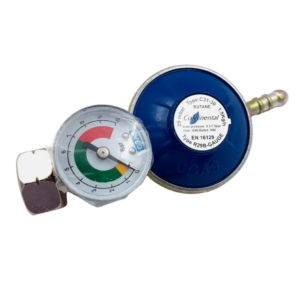 LPG Butane Regulator With Gauge 28mbar Screw on